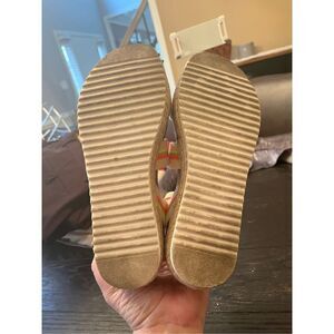 Barbara Barbieri Gray Perforated Suede Wooden Heel Sandals sz 9.5 EUC